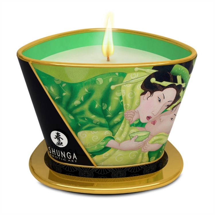 Image de SHUNGA CHANDELLE A MASSAGE THE VERT EXOTIQUE