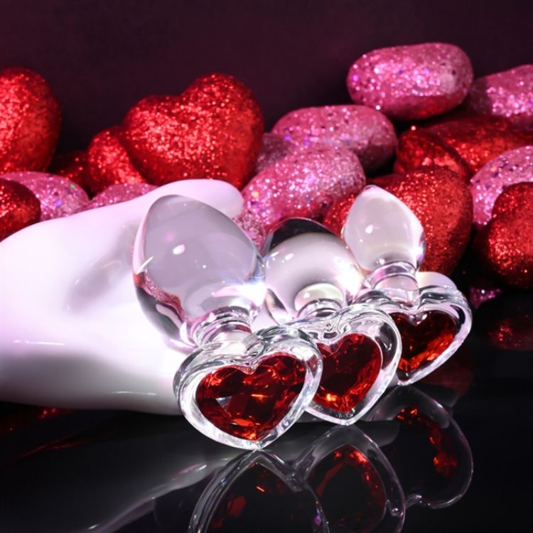 Image de Red Heart Gem Glass Plug Set