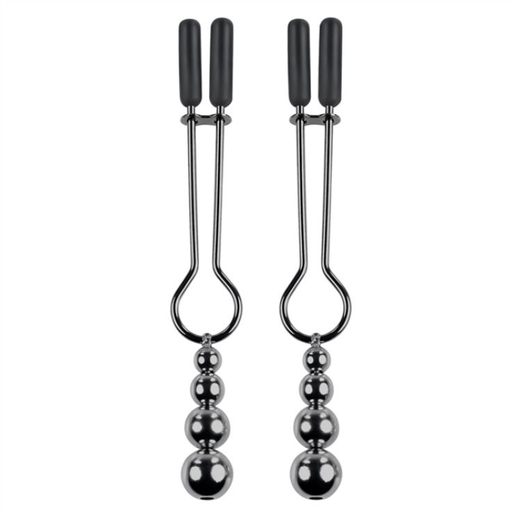 Image de Beaded Nipple Clamps - Black Chrome