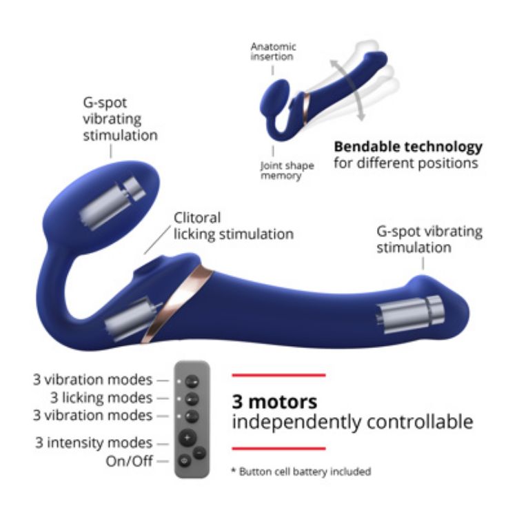 Image de Strap-On-Me - Gode ceinture pliable multi-orgasmes - Petit Bleu