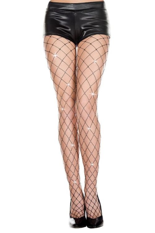 Image de Collants à gros filet avec strass - O/S