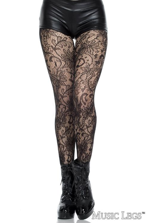 Image de Bas culotte dentelle à fleurs